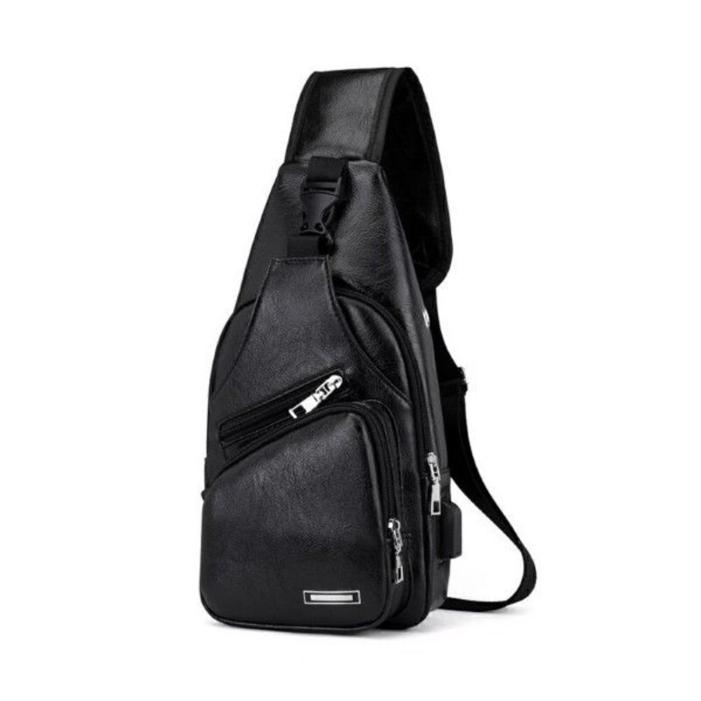 ADJUSTABLE SLING BAG SHOULDER BAG WITH USB CHARGING & HEADPHONE HOLE
